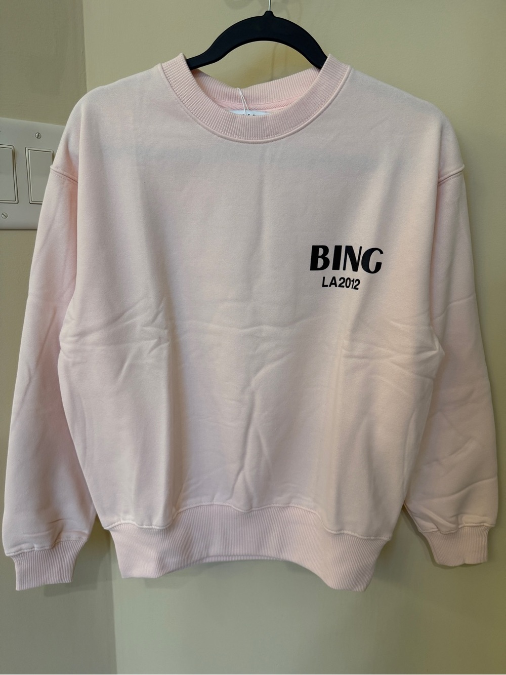 ANINE BING LA2012 Women's Pullover Sweatshirt Light Pink Cotton Logo XS